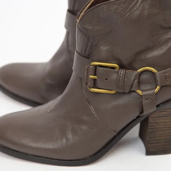 Lucky Brand unique harness boot neutral brown leather chunky heel Emily style 10