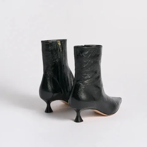 Marion Parke Audra 50 Bootie in Black Crinkled Patent