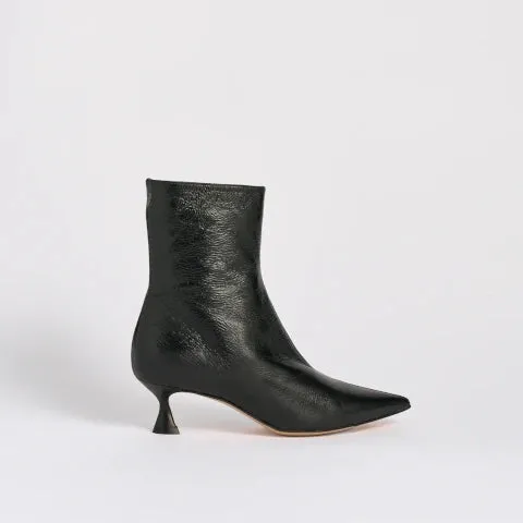 Marion Parke Audra 50 Bootie in Black Crinkled Patent