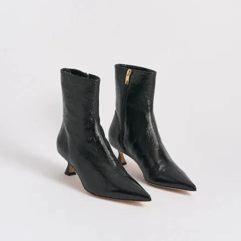 Marion Parke Audra 50 Bootie in Black Crinkled Patent