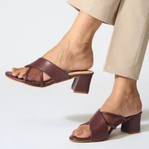 Maroon Sheer Cross Strap Heel