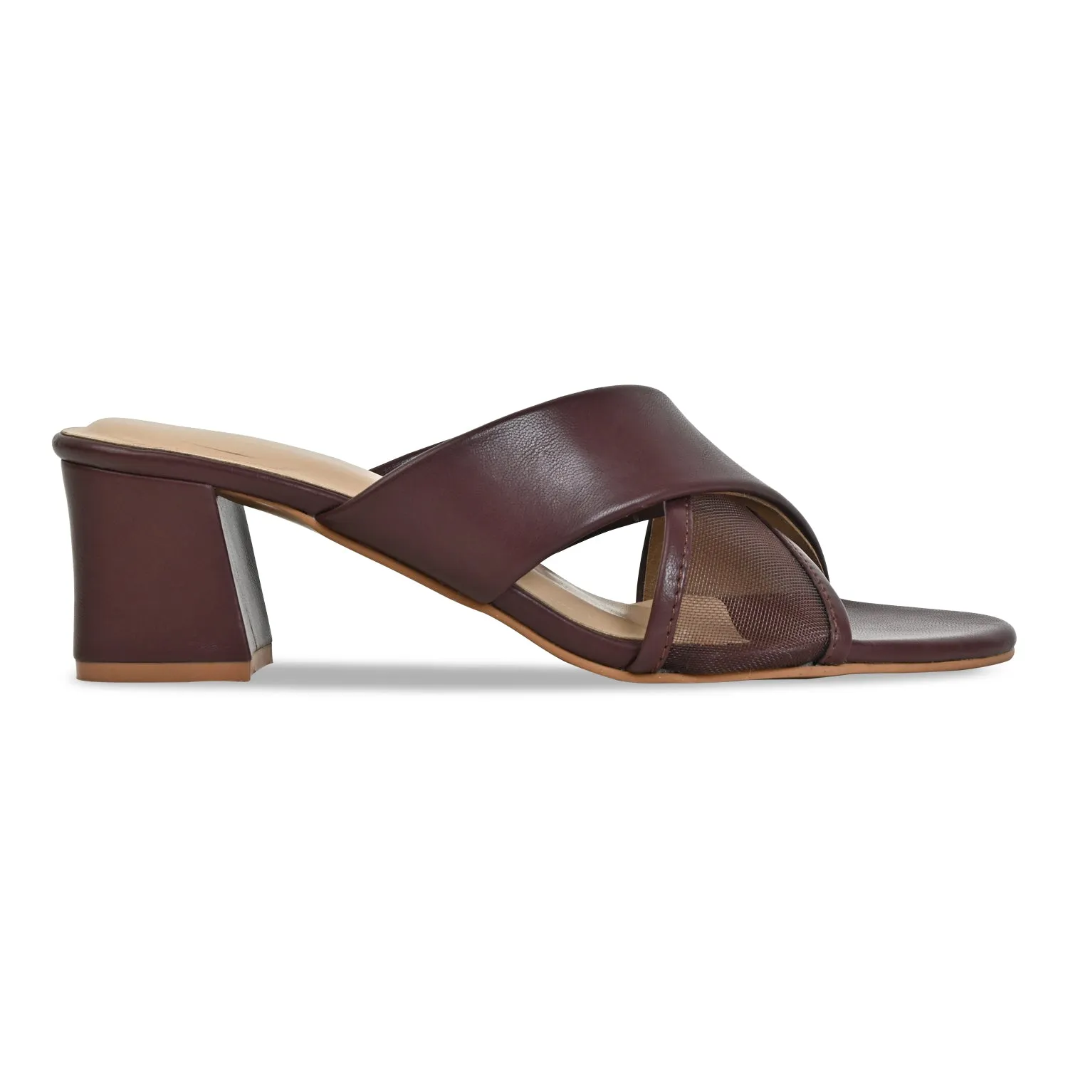Maroon Sheer Cross Strap Heel