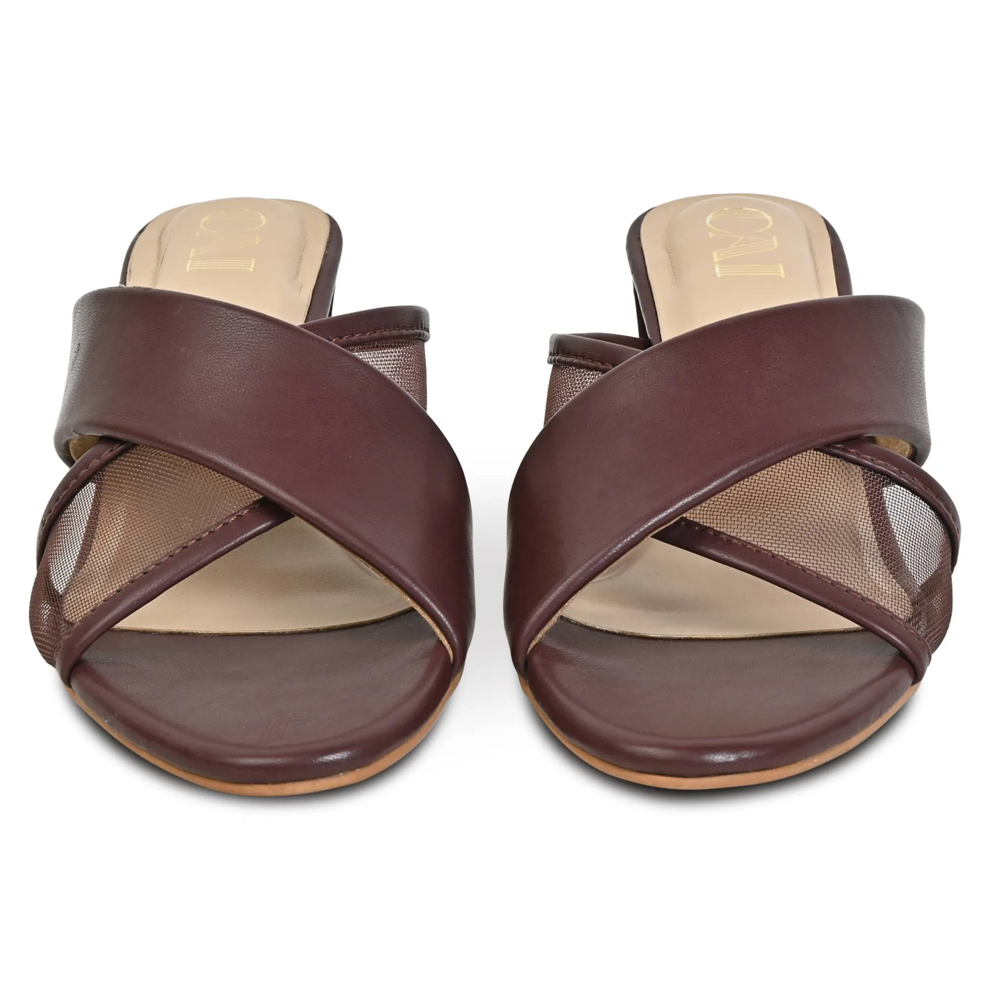 Maroon Sheer Cross Strap Heel