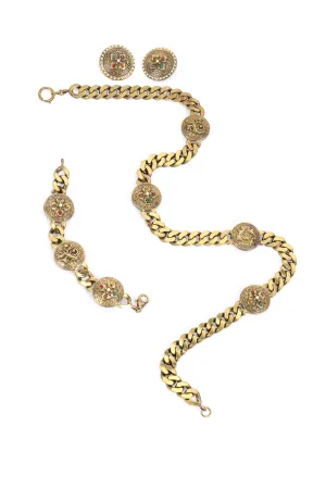 Medallion Necklace, Bracelet and Earring Set