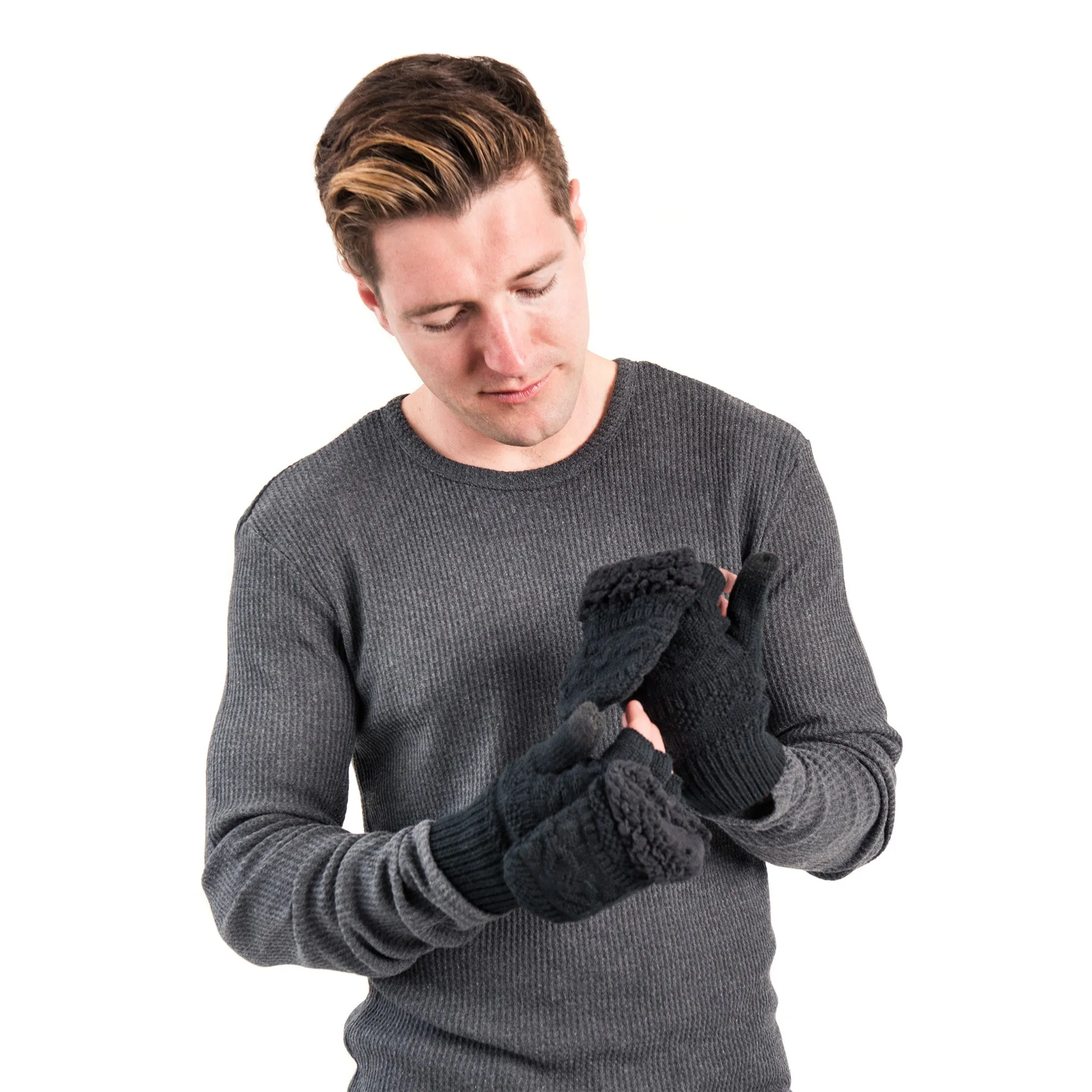 Men's Faux Fur Flip Mittens