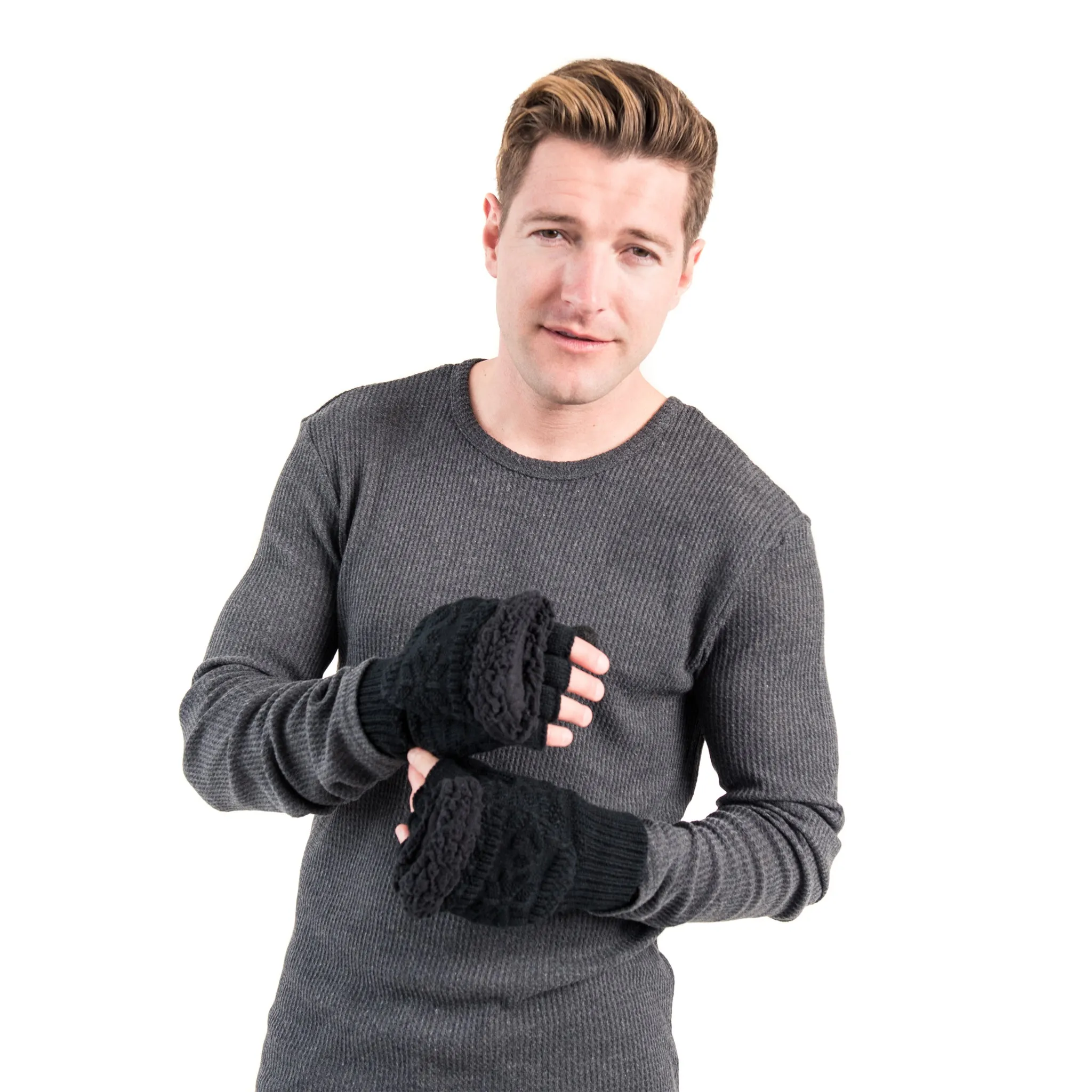 Men's Faux Fur Flip Mittens