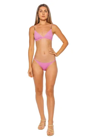 Mexico Pink Chain Embellished Bikini Top