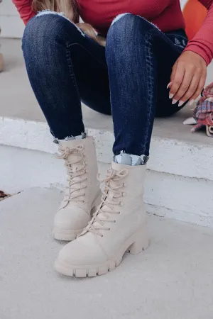 Mina Combat Boot - Ivory
