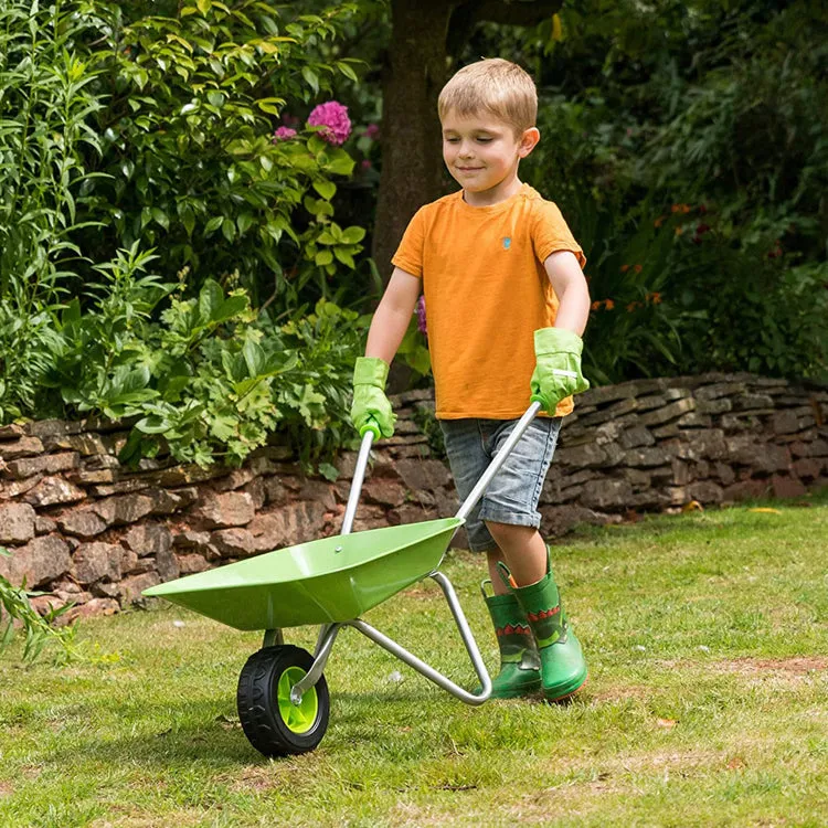 Montessori Kids Stainless Steel Non Rust Ergonomic Handles Wheelbarrow | Lime Green | 3 years 