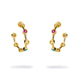 Multi Gemstone Gold Hoop Joy Earrings