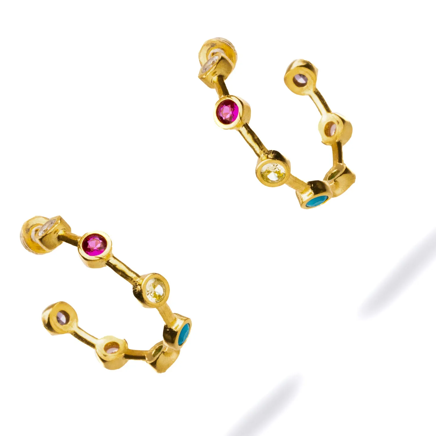 Multi Gemstone Gold Hoop Joy Earrings