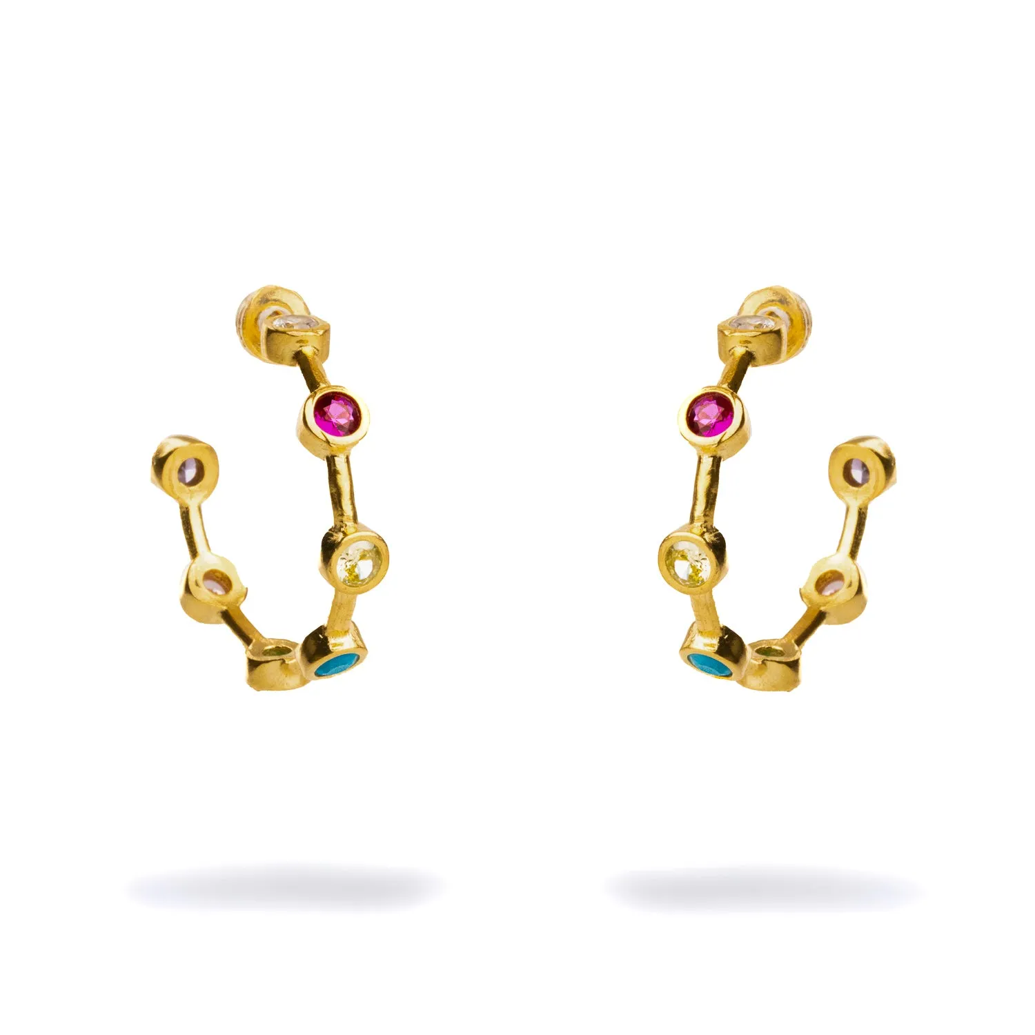 Multi Gemstone Gold Hoop Joy Earrings