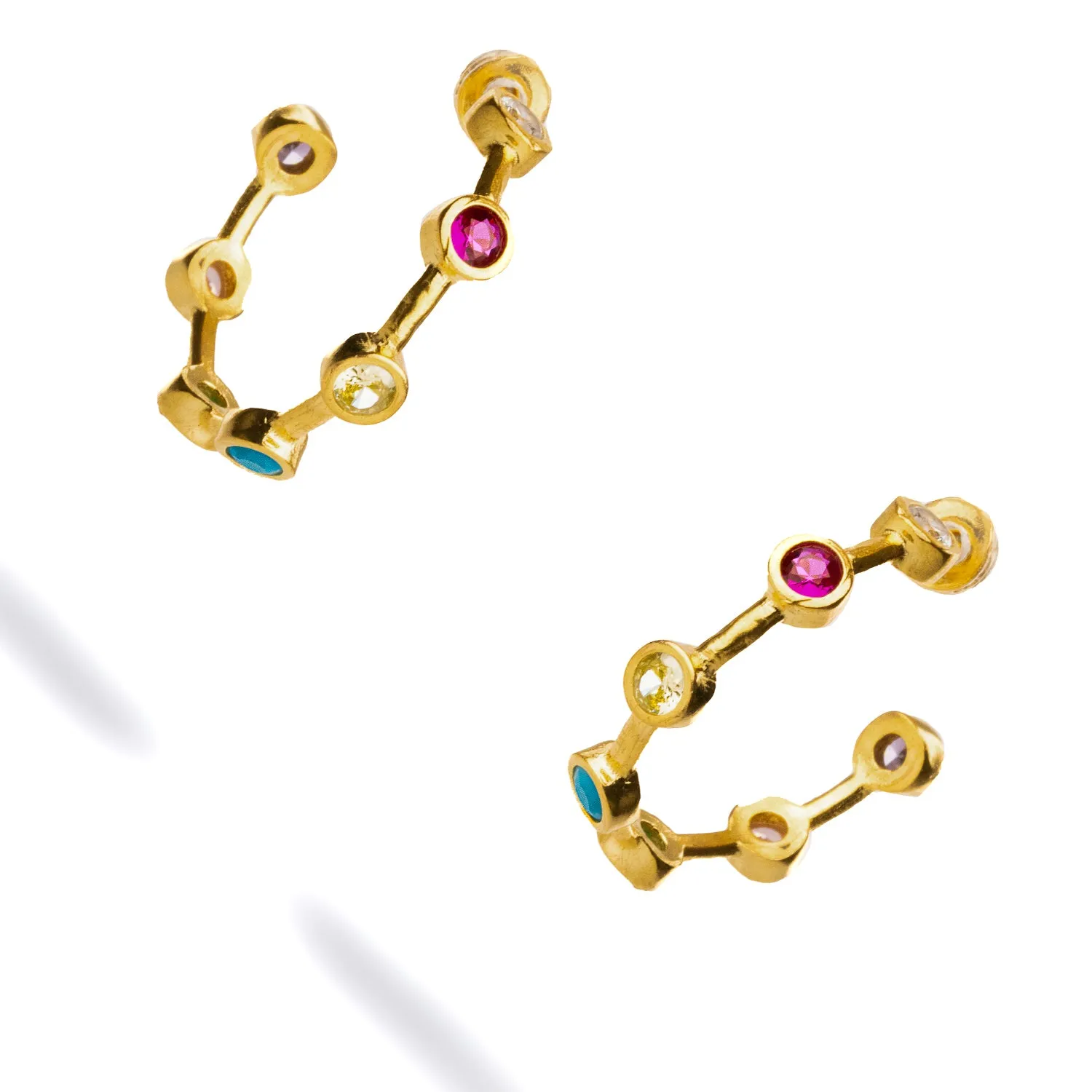 Multi Gemstone Gold Hoop Joy Earrings