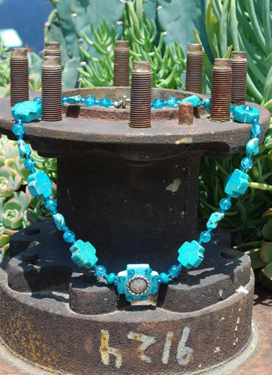 Necklace - Cross Turquoise