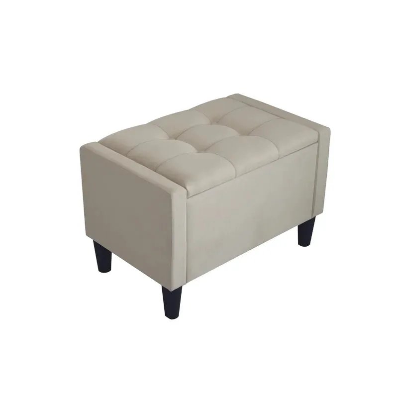 New assembled Andover Mills Friesen Polyester Blend Flip Top Upholstered Storage Bench with storage in Beige!! Retails $237 