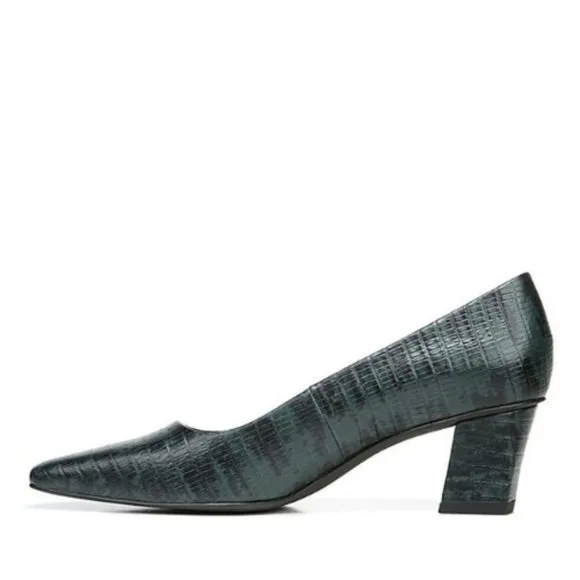 NEW Sarto By Franco Regal Lizard Print Leather Block Heel Pumps Sz. 7