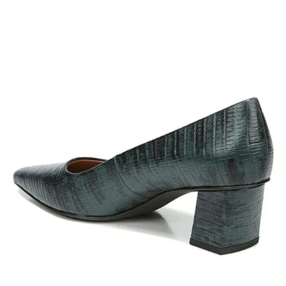 NEW Sarto By Franco Regal Lizard Print Leather Block Heel Pumps Sz. 7