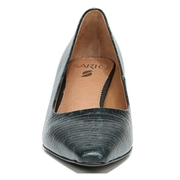 NEW Sarto By Franco Regal Lizard Print Leather Block Heel Pumps Sz. 7