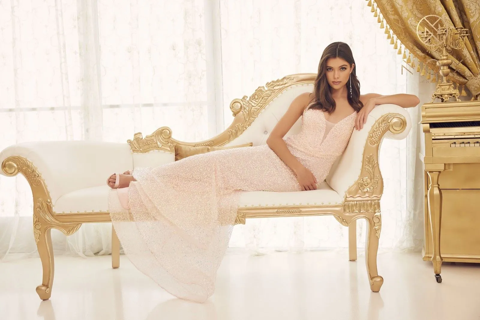 Nox Anabel C1094 Long Mermaid Embellished Gown with V-Neckline