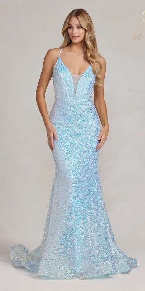 Nox Anabel C1094 Long Mermaid Embellished Gown with V-Neckline