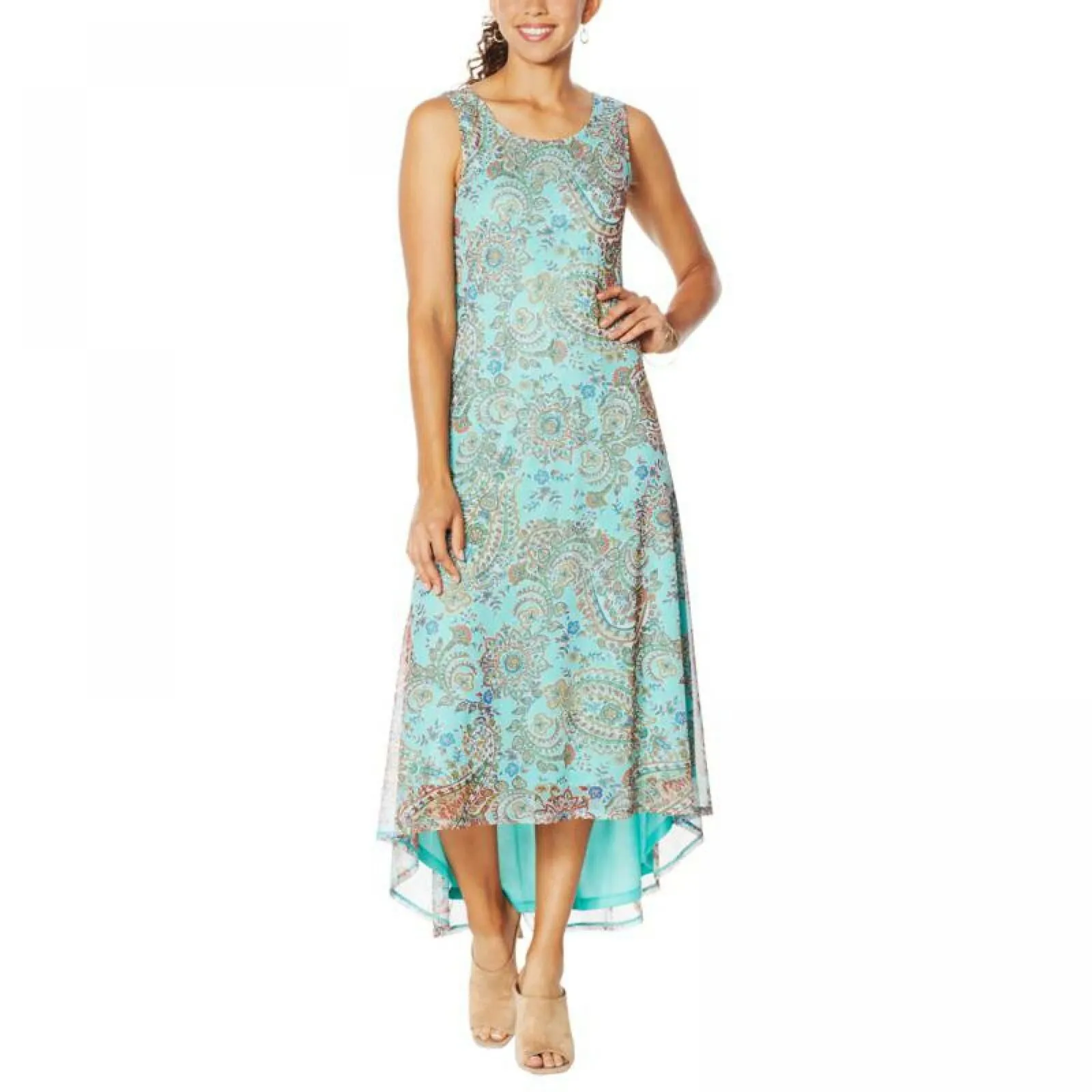 NWT Nina Leonard Womens Sleeveless Printed Power Mesh Dress. 690146 X-Small