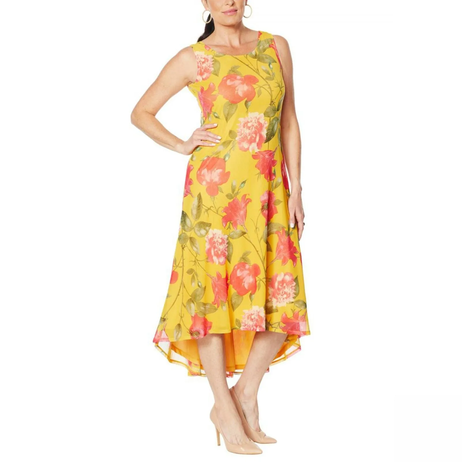 NWT Nina Leonard Womens Sleeveless Printed Power Mesh Dress. 690146 X-Small