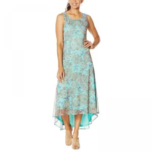 NWT Nina Leonard Womens Sleeveless Printed Power Mesh Dress. 690146 X-Small