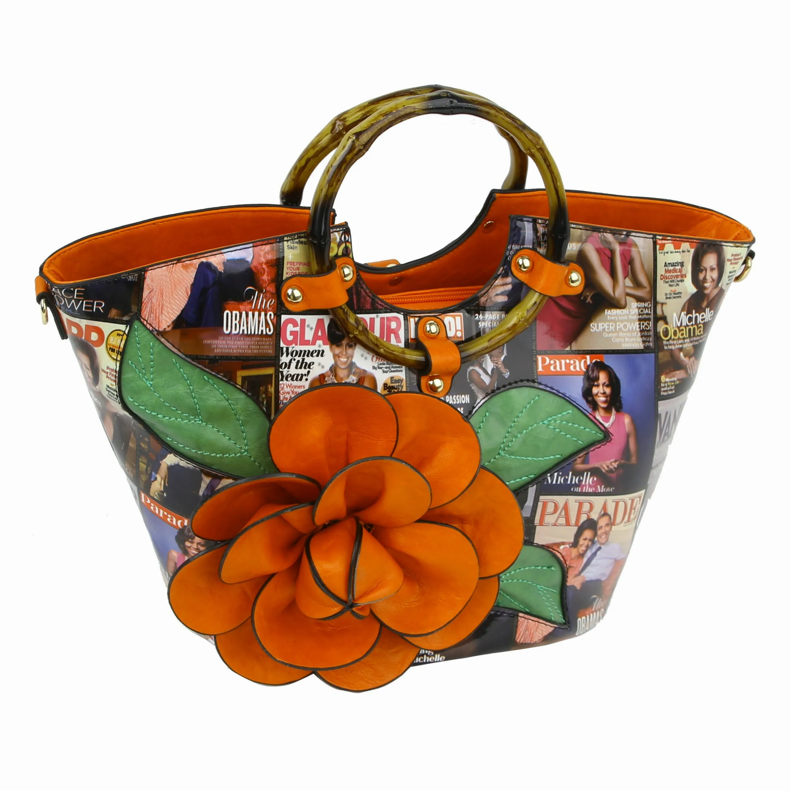 Obama Print Leatherette Handbag