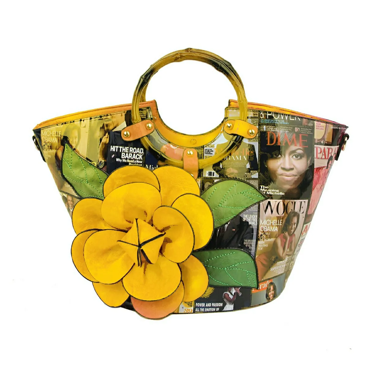 Obama Print Leatherette Handbag