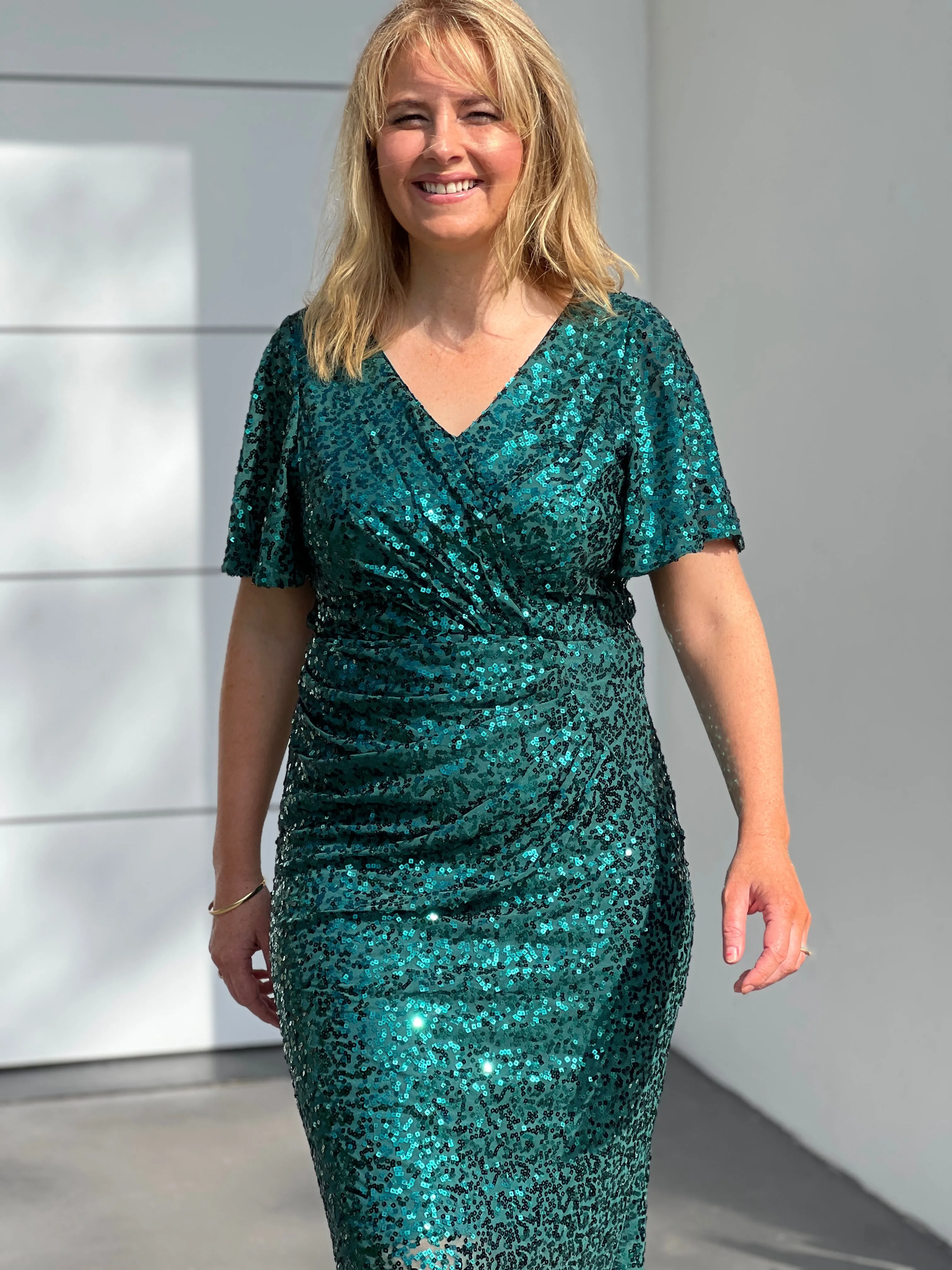 Olympia Emerald Sequin Evening Dress