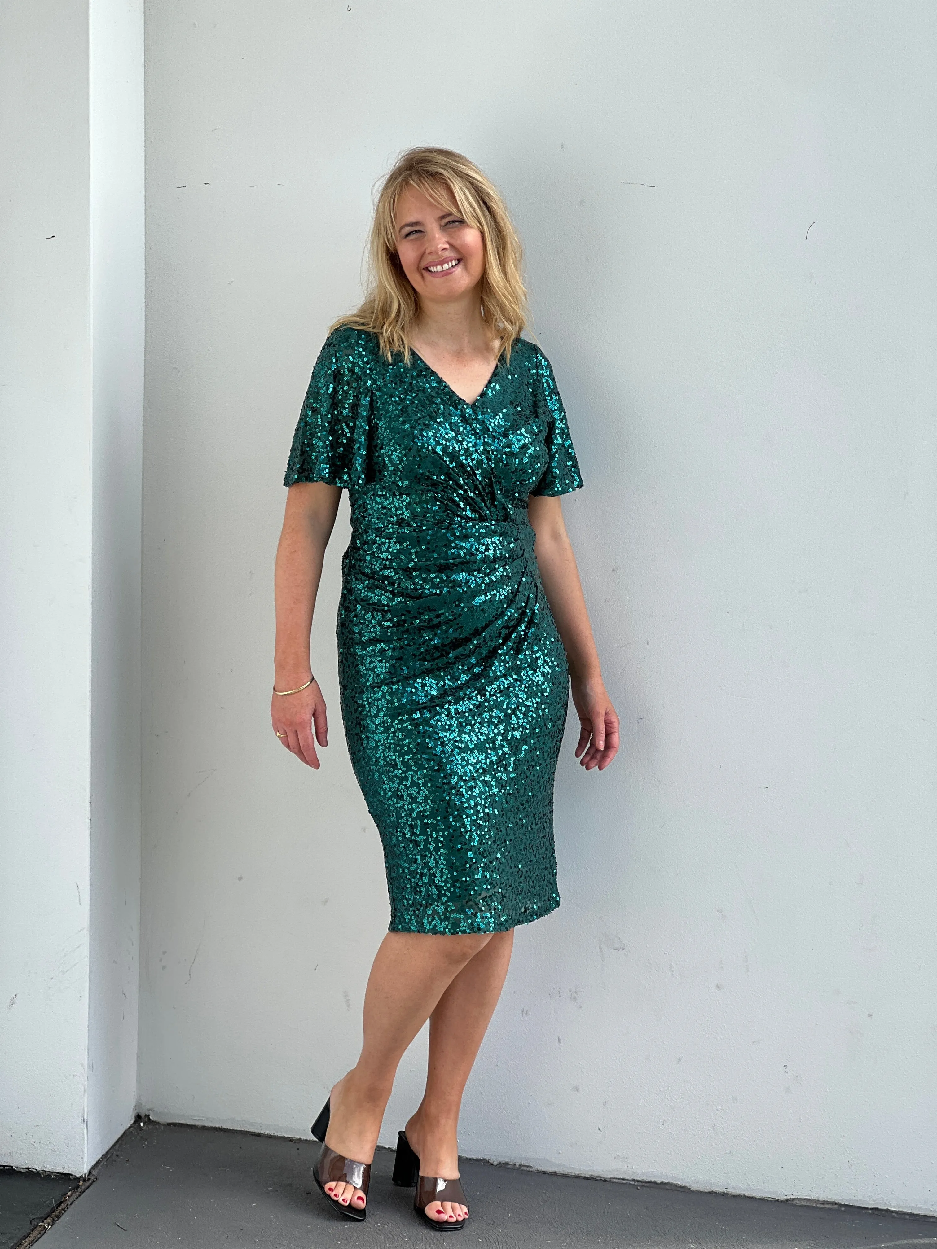 Olympia Emerald Sequin Evening Dress