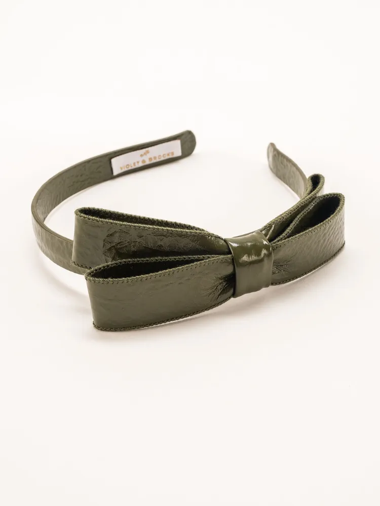 Paige Bow Headband - Olive