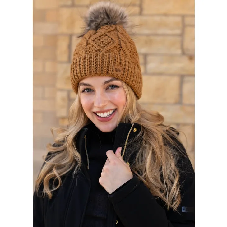 Panache Cuffed Cable Knit Fleece Lined Hat
