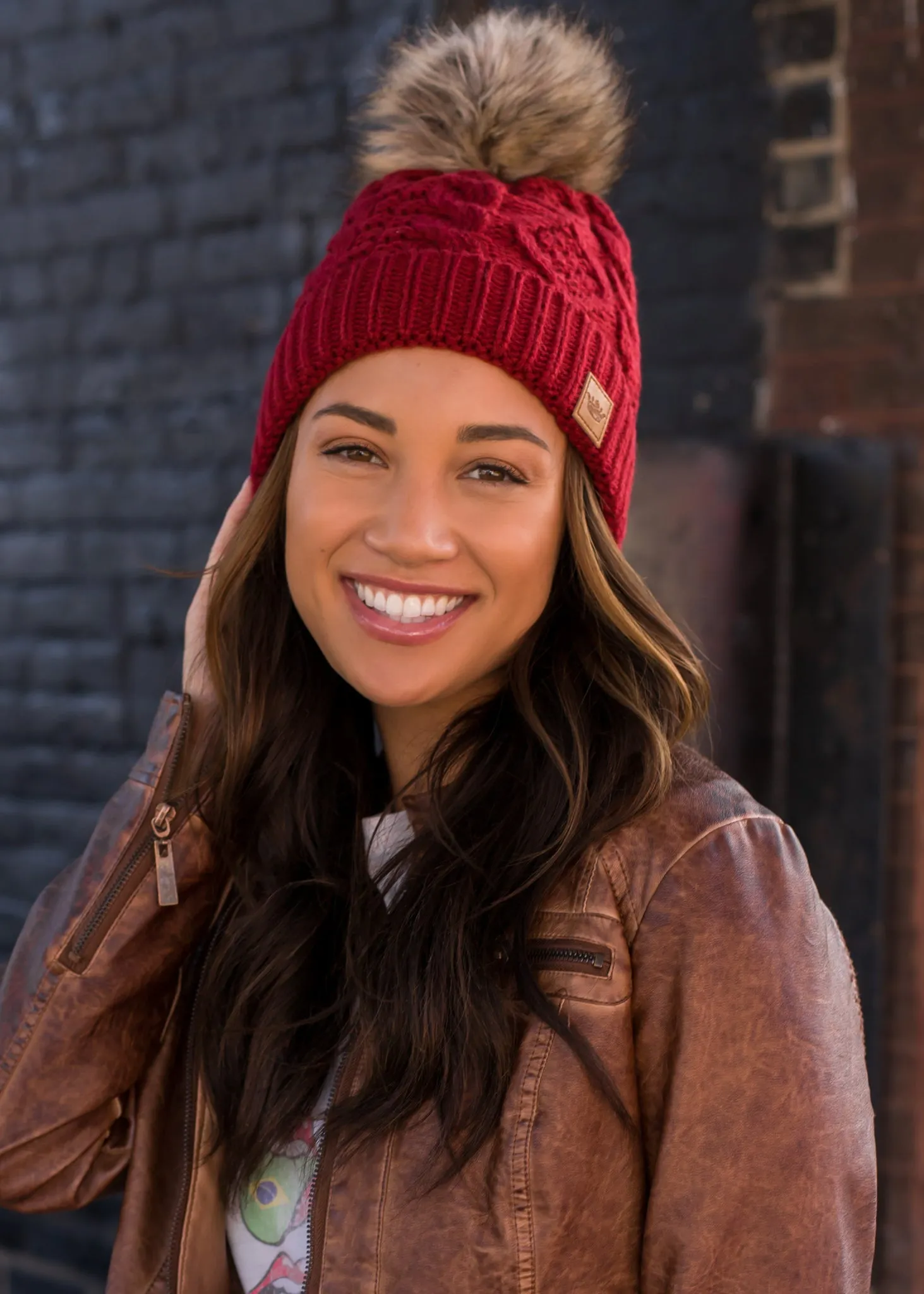 Panache Cuffed Cable Knit Fleece Lined Hat