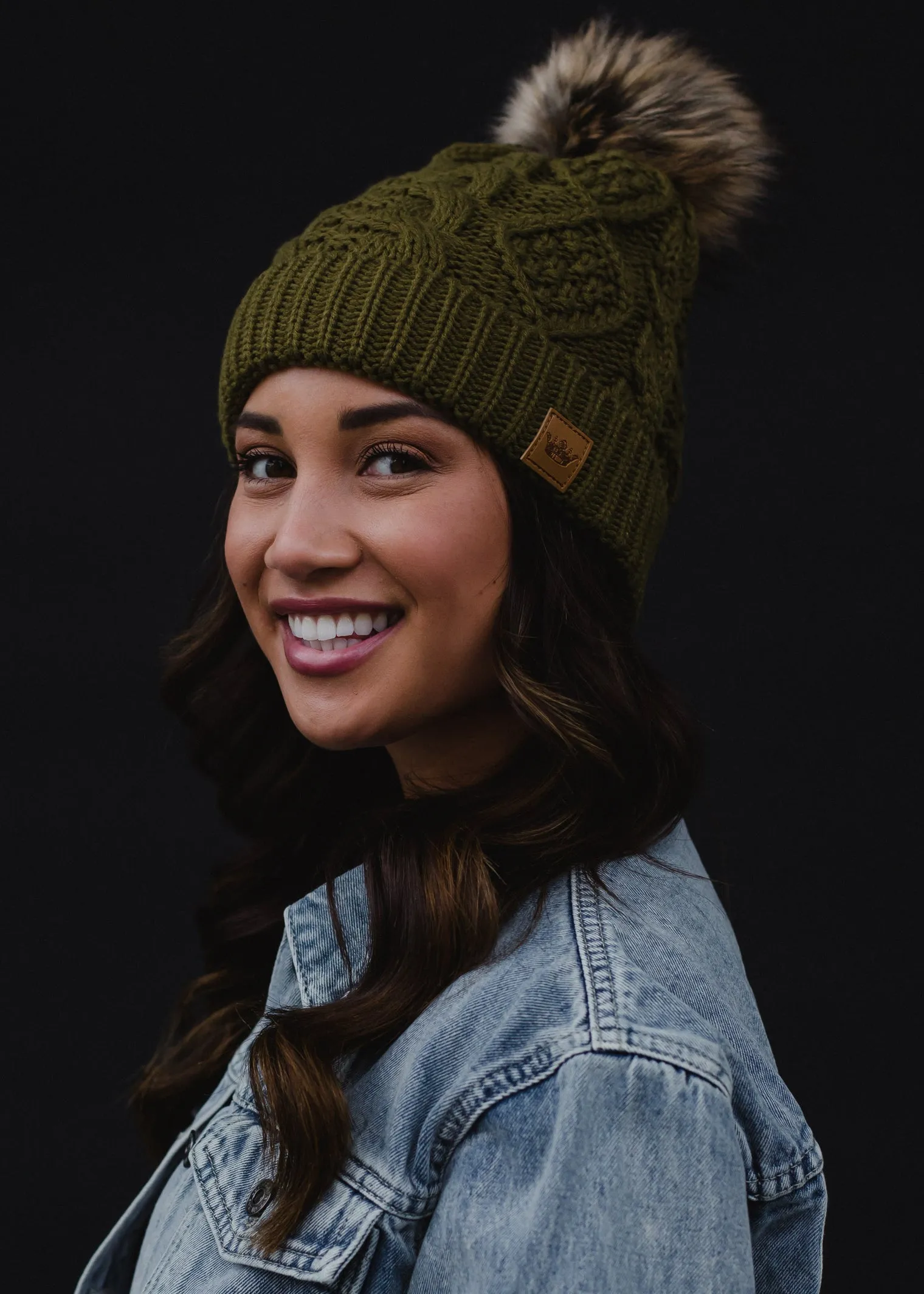 Panache Cuffed Cable Knit Fleece Lined Hat