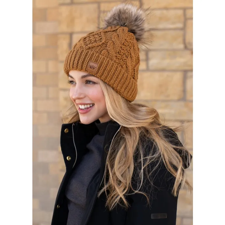 Panache Cuffed Cable Knit Fleece Lined Hat