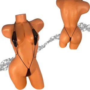 Patent Leather Black Slingshot Bikini