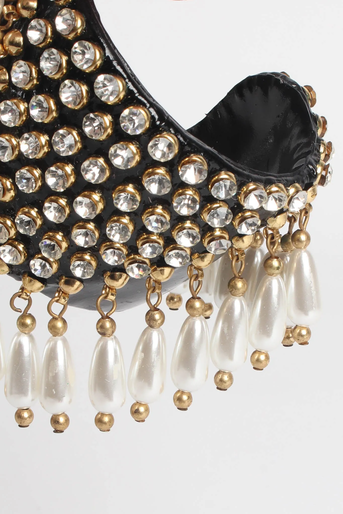 Patent Leather Rhinestone & Pearl Cuff
