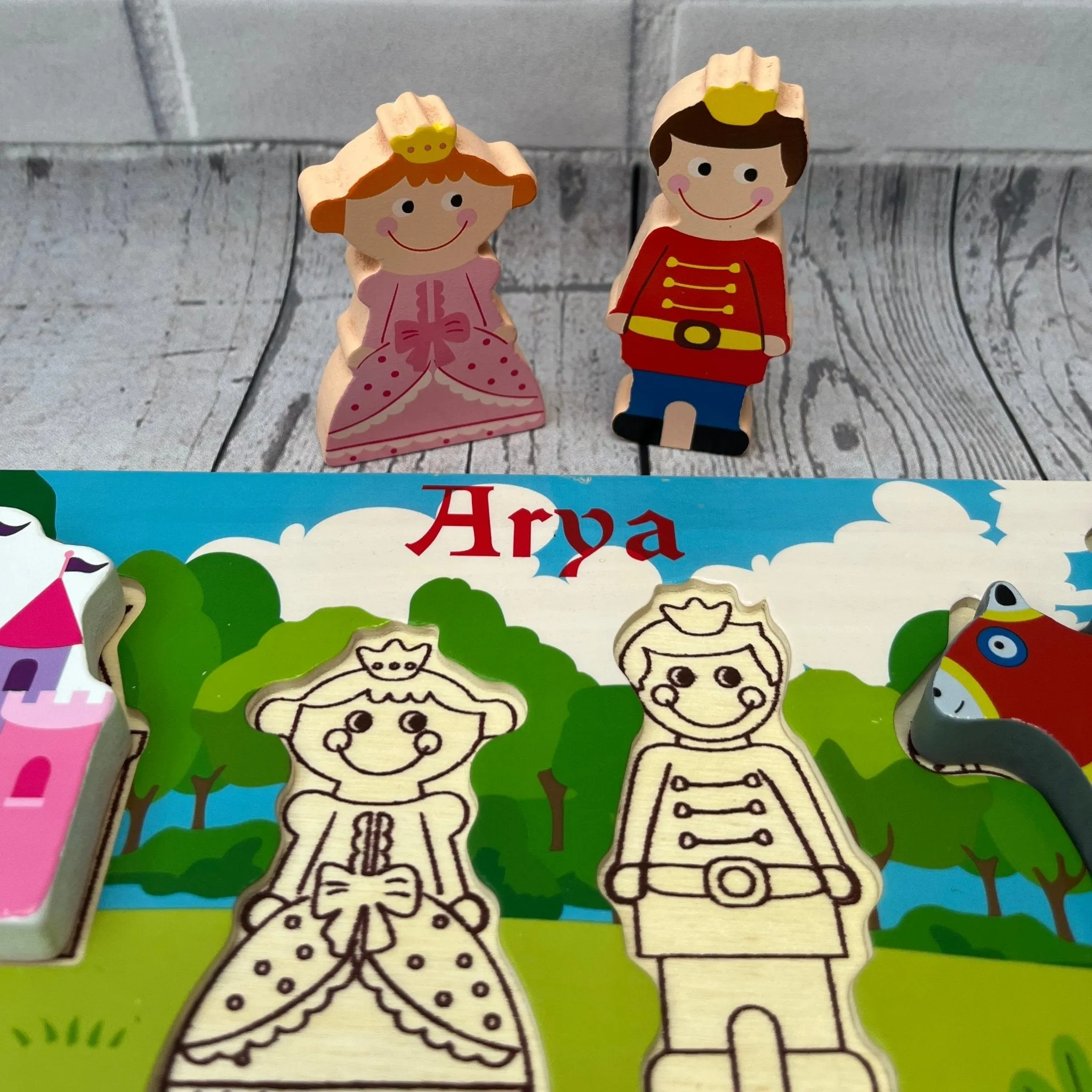 Personalised  Princess and Knight Chunky Wooden Puzzle