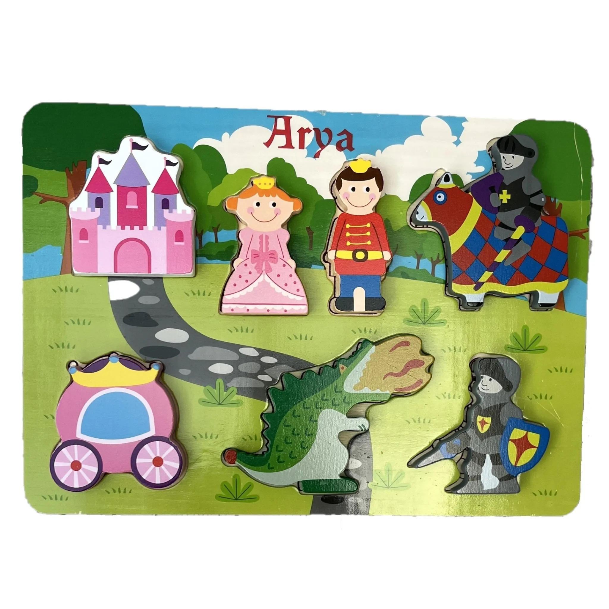 Personalised  Princess and Knight Chunky Wooden Puzzle