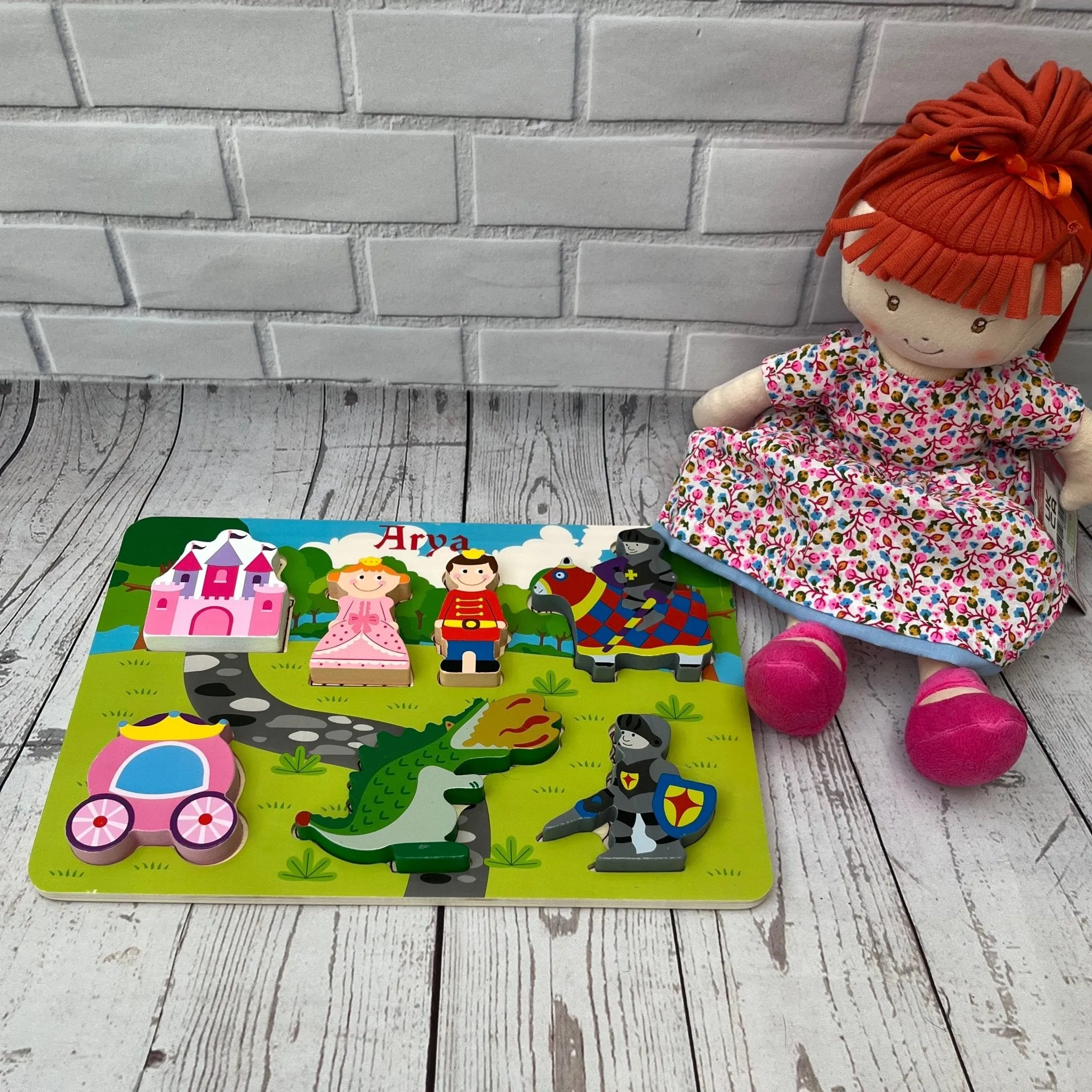 Personalised  Princess and Knight Chunky Wooden Puzzle