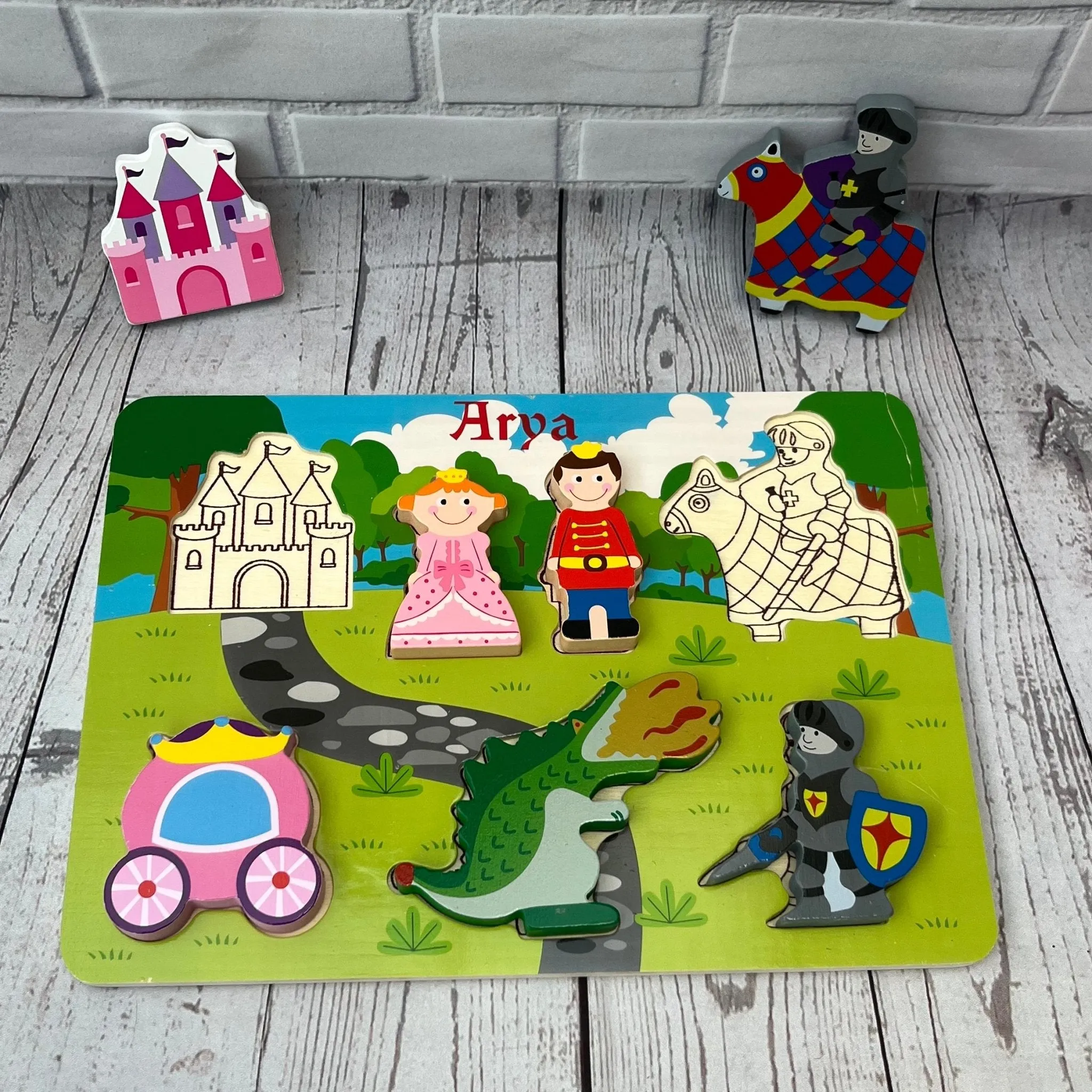 Personalised  Princess and Knight Chunky Wooden Puzzle