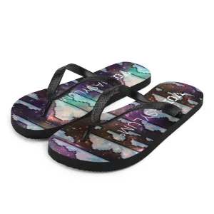 Pixel Cloud Galaxy Flip-Flops