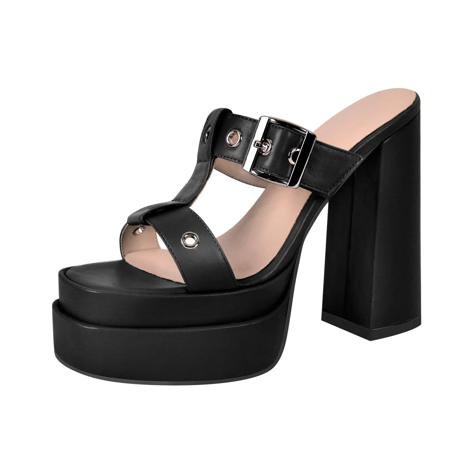 Platform Buckle Strap Chunky Heel Sandals