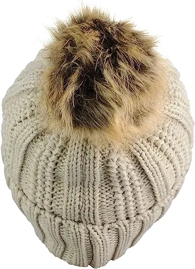 Pom Fleece Lined Skull Cap Cuff Beanie