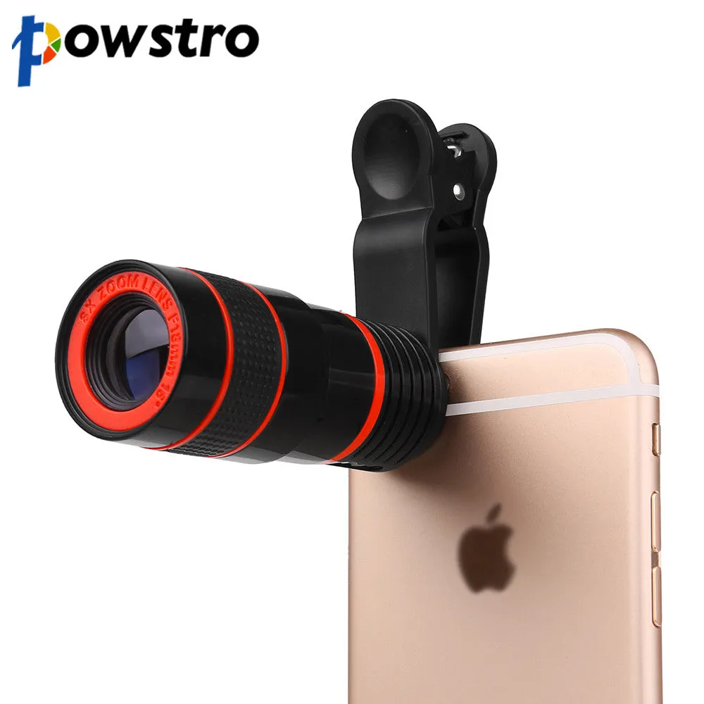 Powstro Camera lens for iPhone 6 6s 8X Zoom Telescope Telephoto Camera Lens with Clip for Samsung & for HTC and Other smartphone