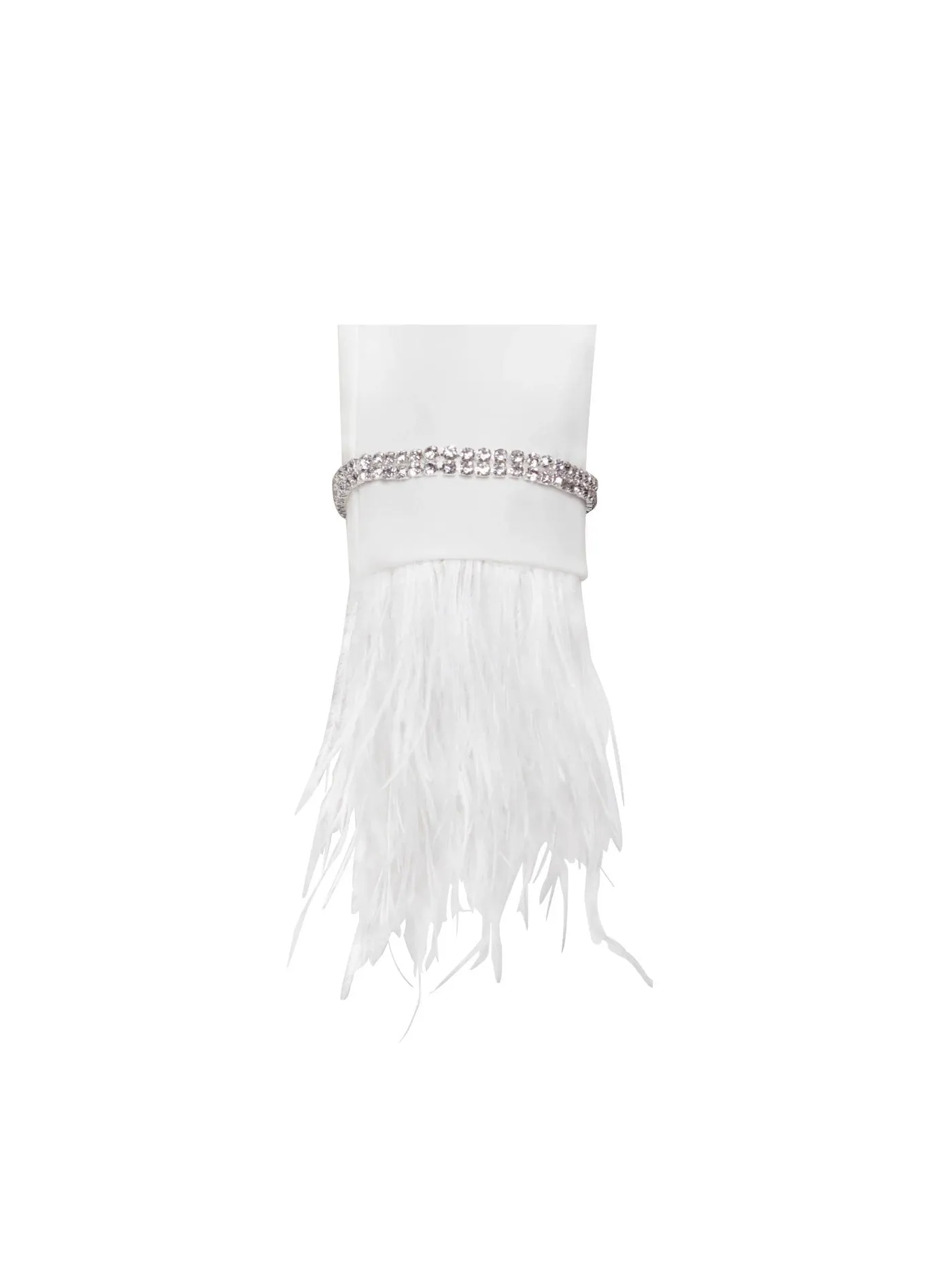 PRE-ORDER Isabella Feather Crystal Sleeve Backless Blazer Dress x White