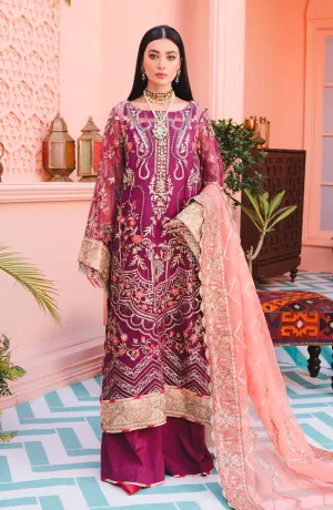 Purple Kameez Salwar with Floral Embroidery #PF396