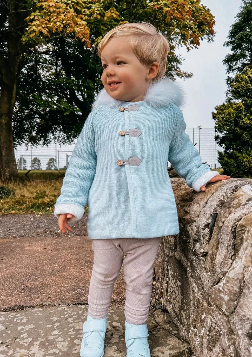 "Feliz" Sky Faux Fur Coat