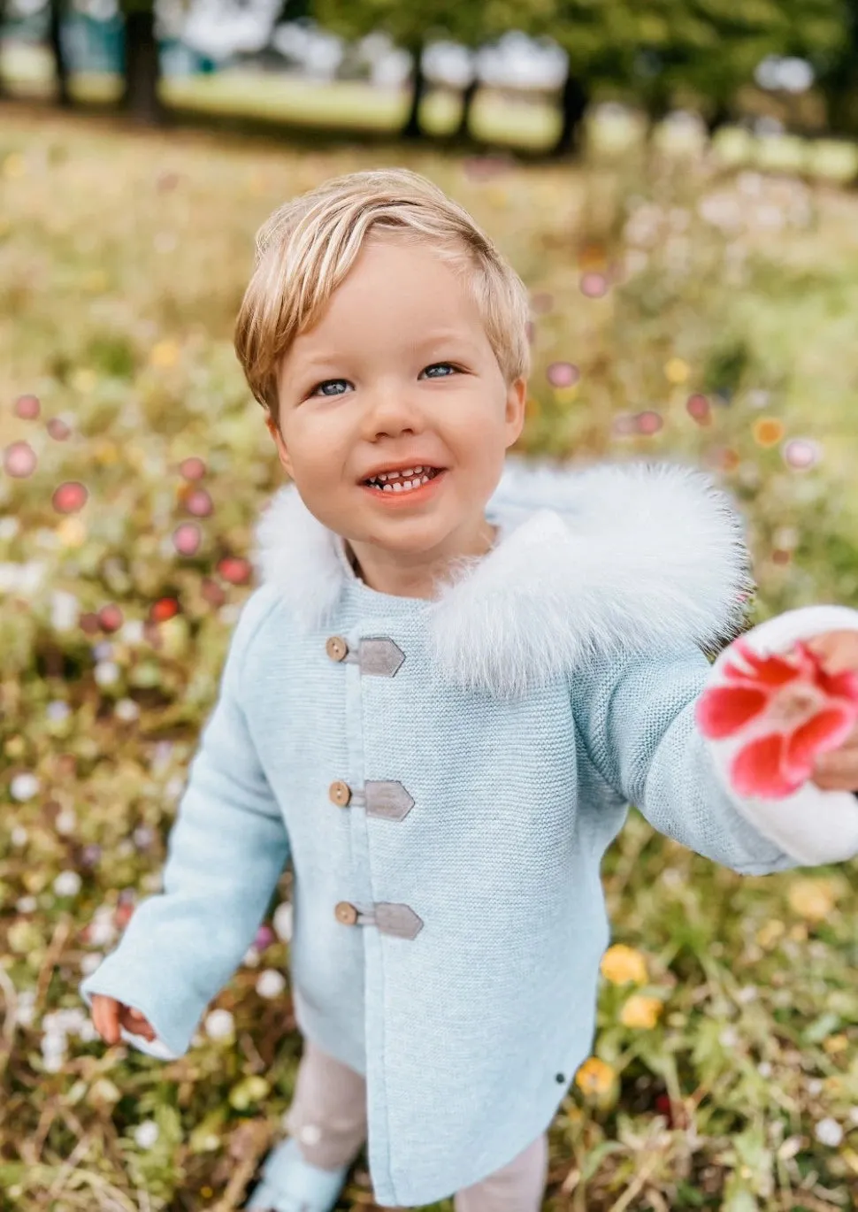 "Feliz" Sky Faux Fur Coat